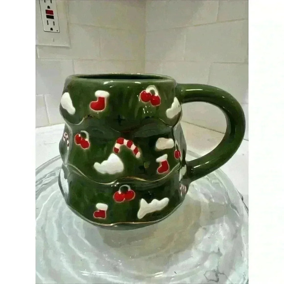 WILLIAMS-SONOMA - Rare Decorated CHRISTMAS TREE Shaped Mug - Heavy Quality - Picture 4 of 9